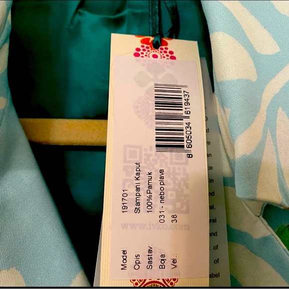 Ivko Coat Trench-Coat Tropical Pattern Belt Blue Yellow - Picture 5 of 6